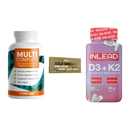 Grundversorgung: ProFuel MULTI + Olimp Omega 3 + INLEAD Vitamin – alle enthaltenen Artikel