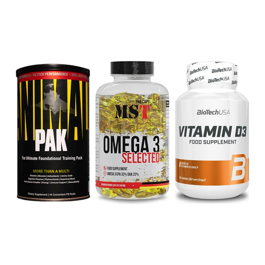 Grundversorgung: Universal + MST Omega 3 + BioTech Vitamin – alle enthaltenen Artikel