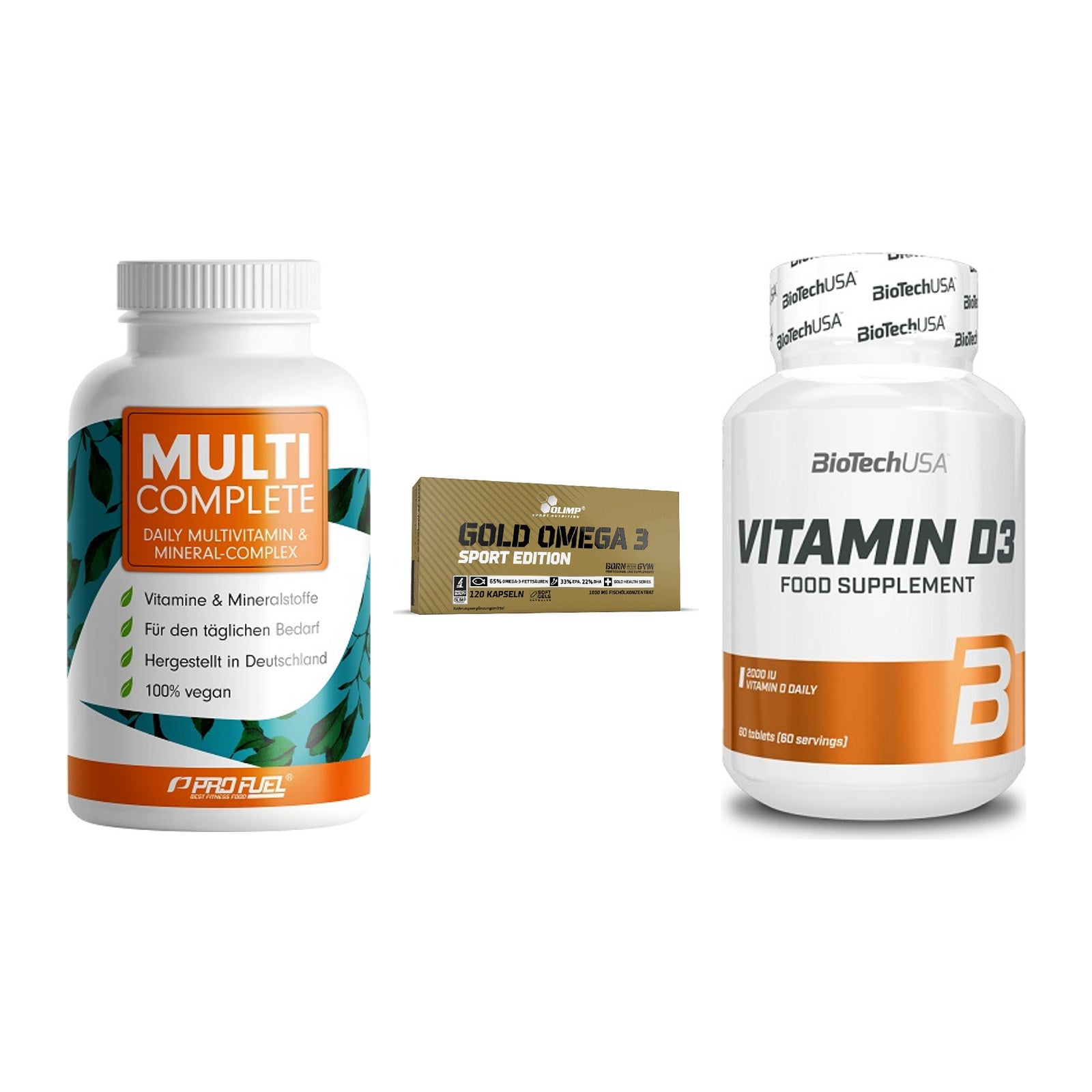 Grundversorgung: ProFuel MULTI + Olimp Omega 3 + BioTech Vitamin – alle enthaltenen Artikel