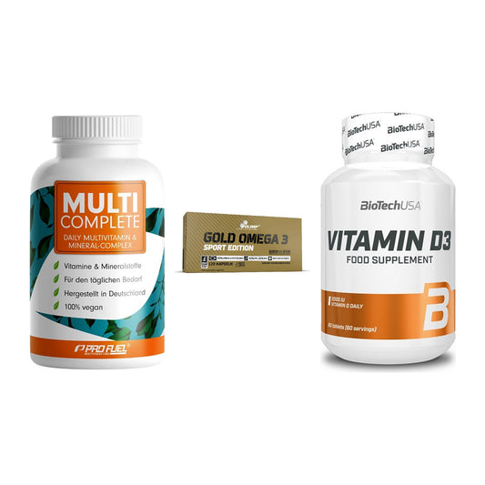 Grundversorgung: ProFuel MULTI + Olimp Omega 3 + BioTech Vitamin – alle enthaltenen Artikel
