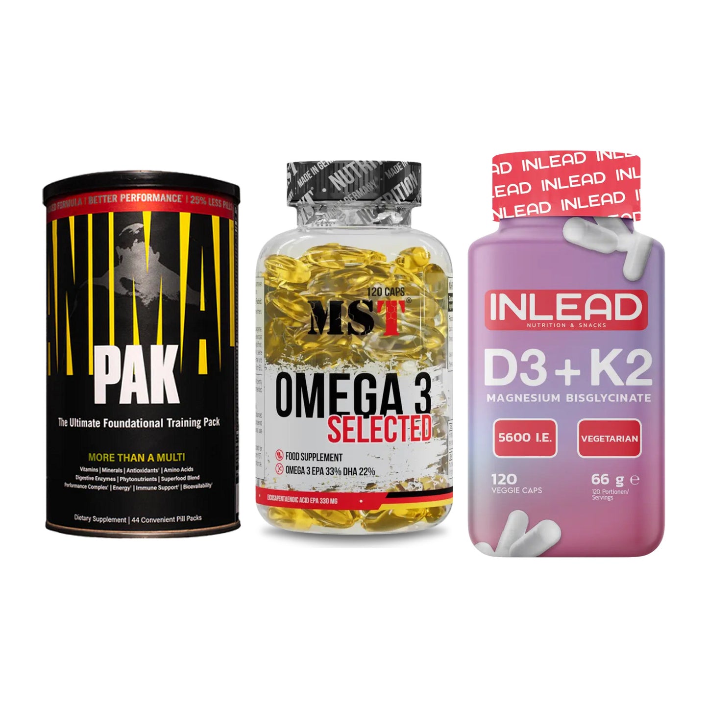 Grundversorgung: Universal + MST Omega 3 + INLEAD Vitamin – alle enthaltenen Artikel