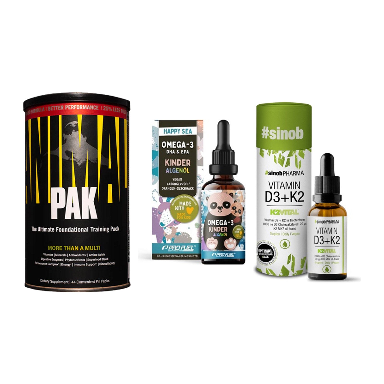 Grundversorgung: Universal + ProFuel OMEGA-3 + Sinob Vitamin – alle enthaltenen Artikel