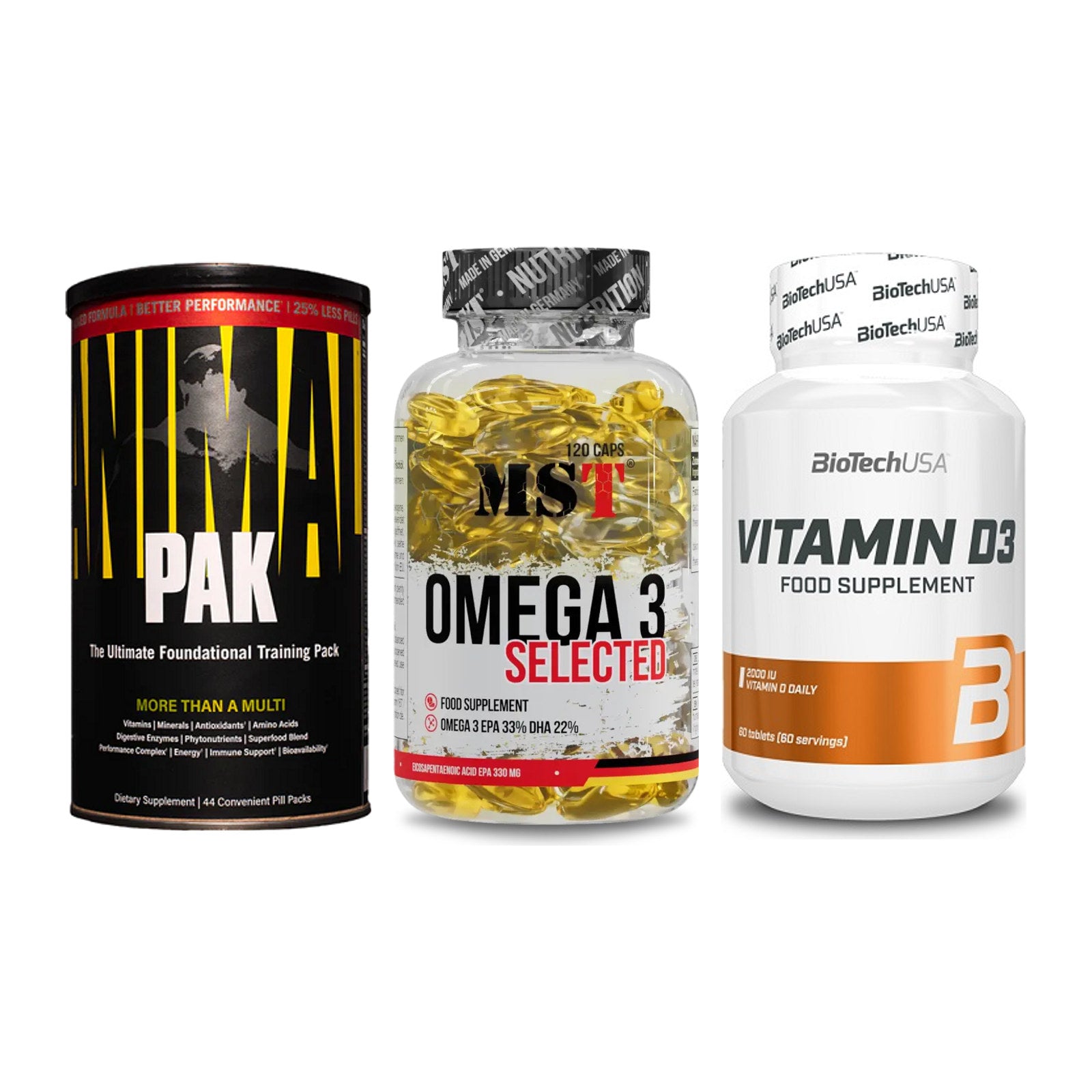 Grundversorgung: Universal + MST Omega 3 + BioTech Vitamin – alle enthaltenen Artikel