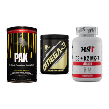 Grundversorgung: Universal + Peak Omega-3 + MST Vitamin D3 – alle enthaltenen Artikel