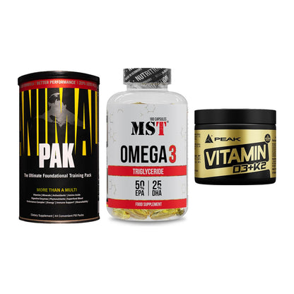 Grundversorgung: Universal + MST Omega 3 + Peak Vitamin – alle enthaltenen Artikel