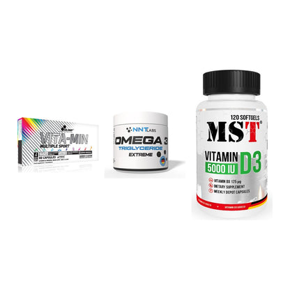 Grundversorgung: Olimp Vita-Min + NNT Omega 3 + MST Vitamin D3 – alle enthaltenen Artikel