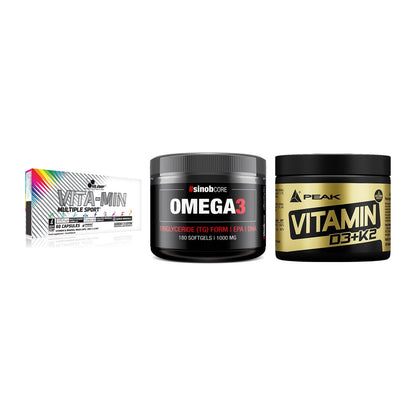 Grundversorgung: Olimp Vita-Min + Sinob Omega 3 + Peak Vitamin – alle enthaltenen Artikel