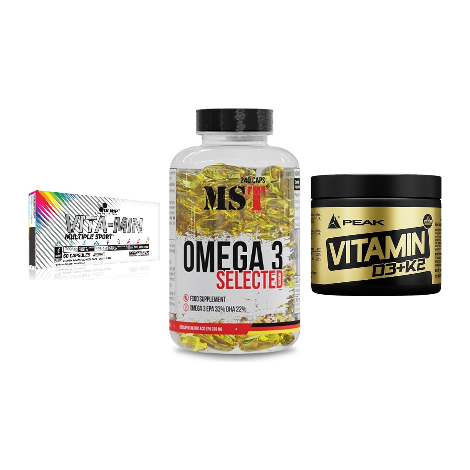 Grundversorgung: Olimp Vita-Min + MST Omega 3 + Peak Vitamin – alle enthaltenen Artikel