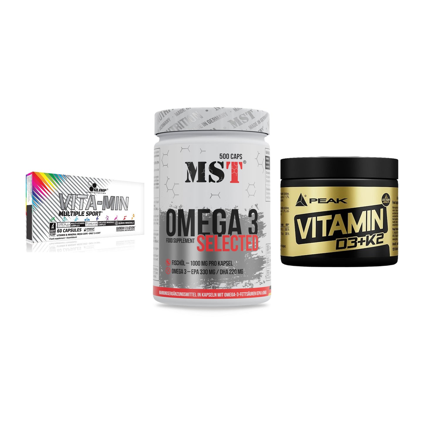 Grundversorgung: Olimp Vita-Min + MST Omega 3 + Peak Vitamin – alle enthaltenen Artikel