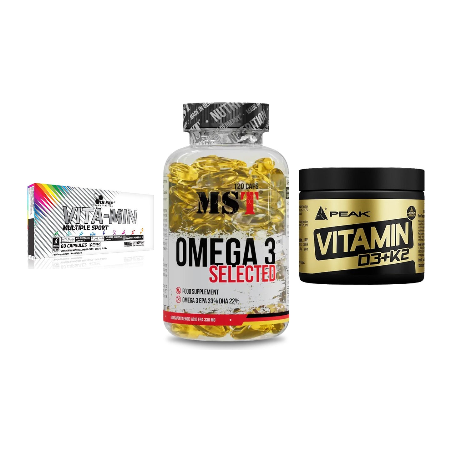 Grundversorgung: Olimp Vita-Min + MST Omega 3 + Peak Vitamin – alle enthaltenen Artikel