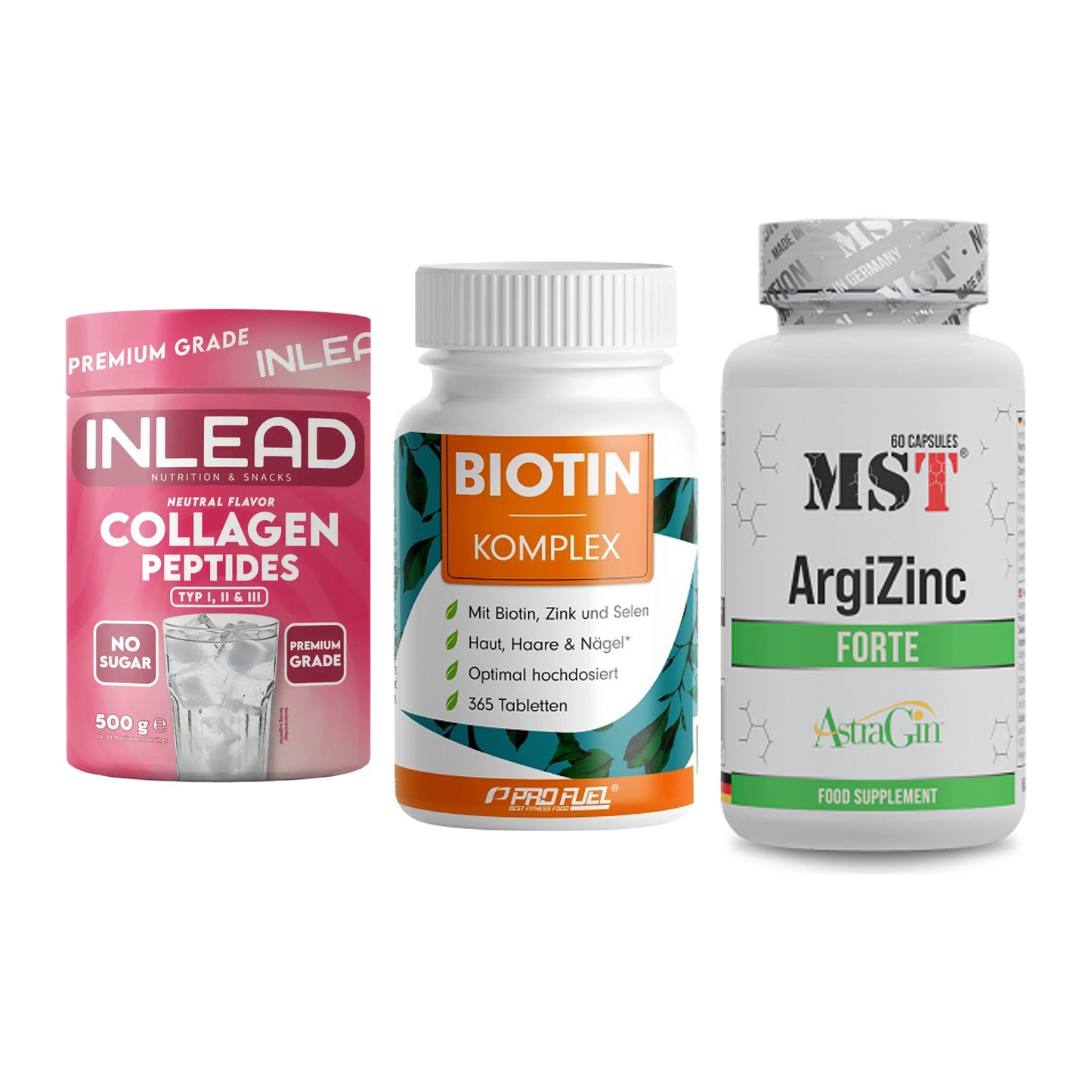 Haut, Haare & Nägel: INLEAD Collage + ProFuel BIOTIN + MST ArgiZinc – alle enthaltenen Artikel