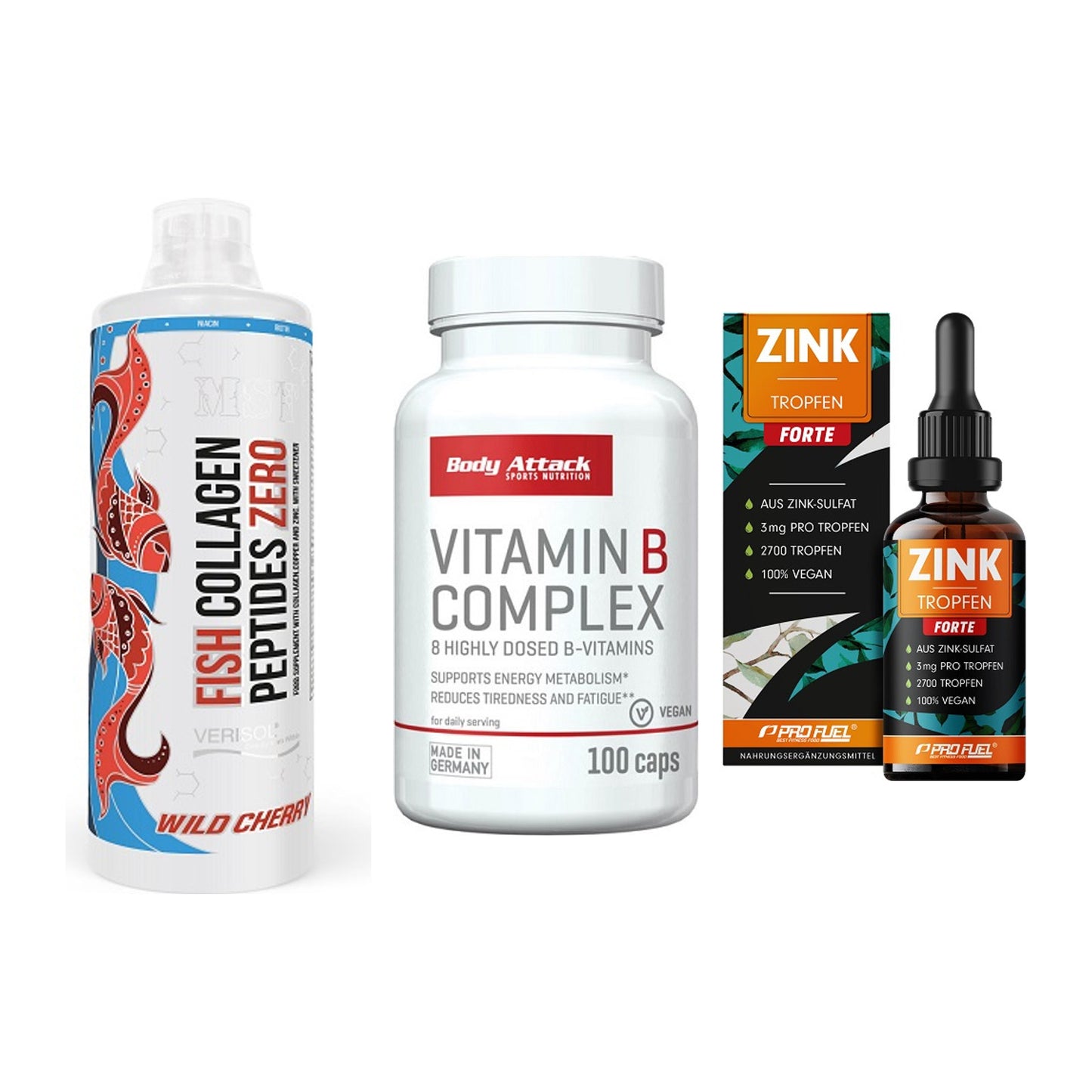 Haut, Haare & Nägel: MST Fish + Body Attack + ProFuel Zink – alle enthaltenen Artikel