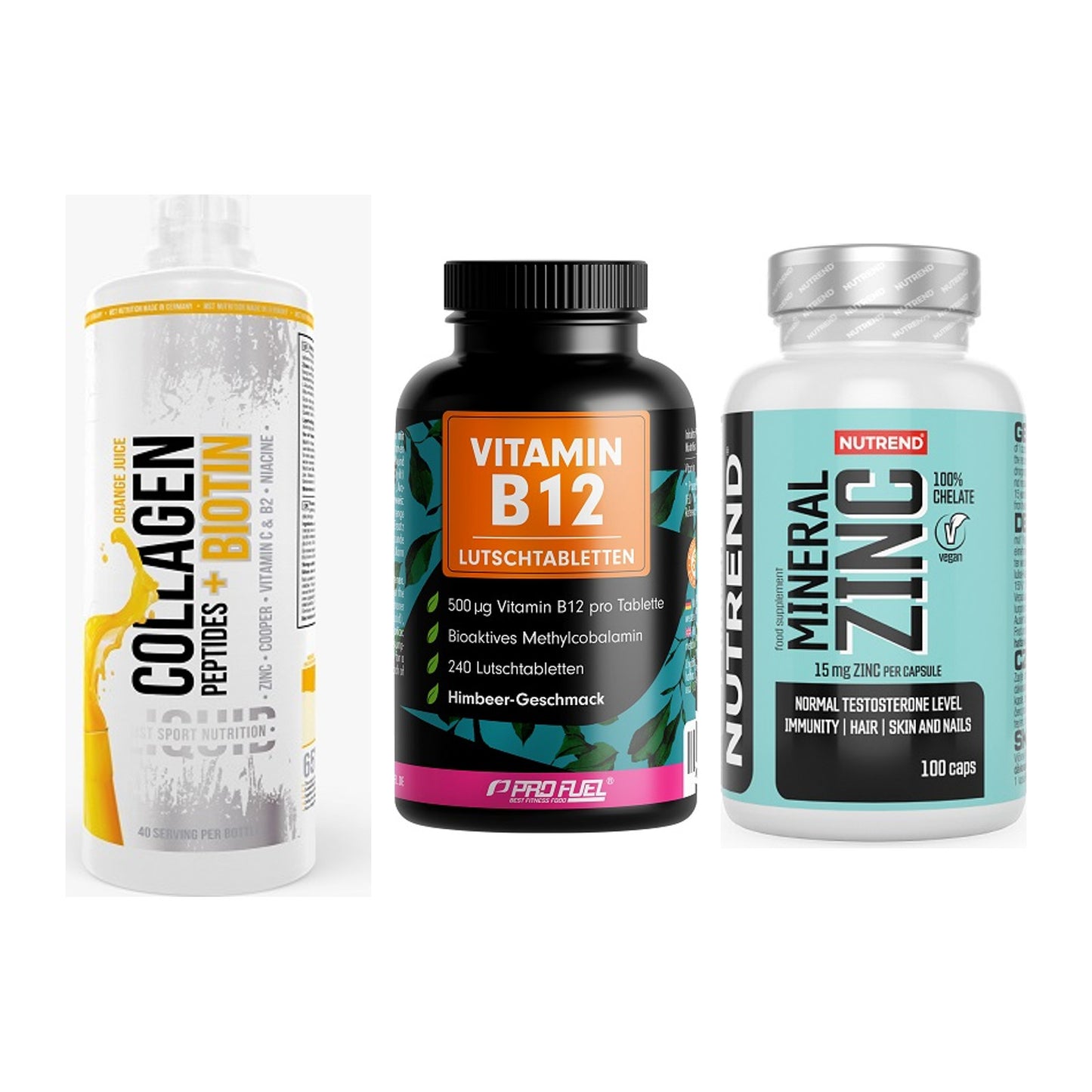 Haut, Haare & Nägel: MST Collagen + ProFuel Vitami + Nutrend Zinc – alle enthaltenen Artikel
