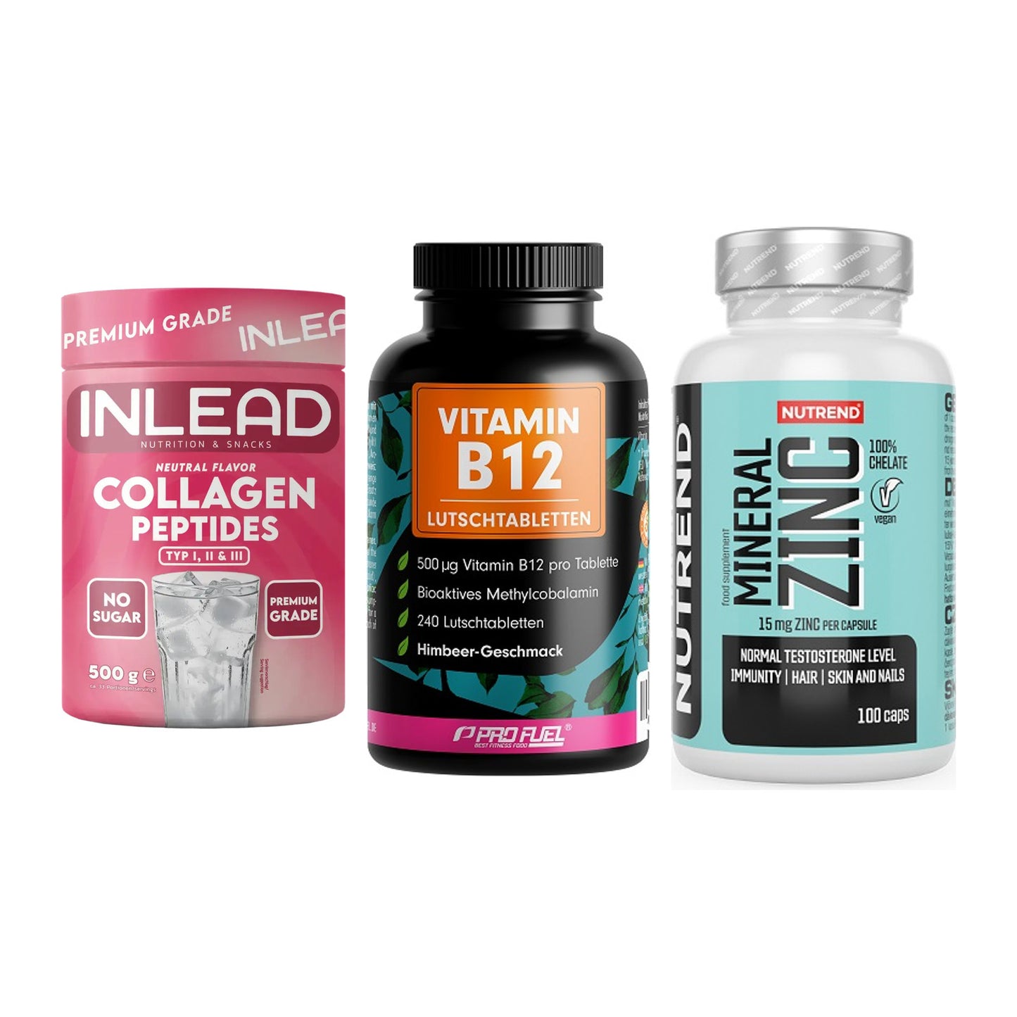 Haut, Haare & Nägel: INLEAD Collage + ProFuel Vitami + Nutrend Zinc – alle enthaltenen Artikel