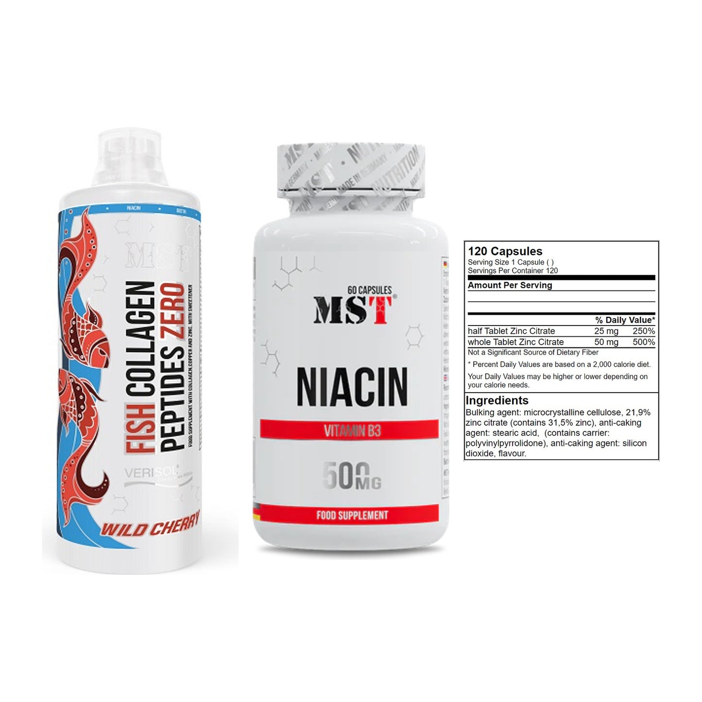 Haut, Haare & Nägel: MST Fish + MST Niacin + GN Zinc Citrat – alle enthaltenen Artikel