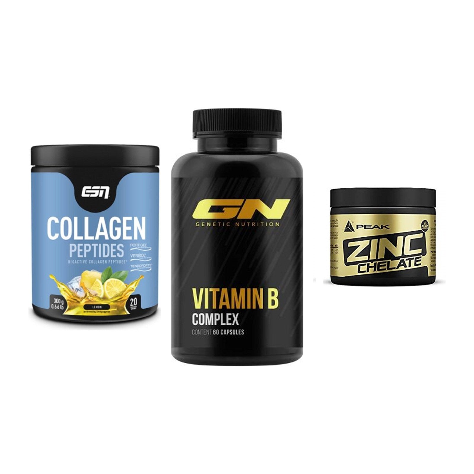 Haut, Haare & Nägel: ESN Collagen + GN Vitamin + Peak Zink – alle enthaltenen Artikel