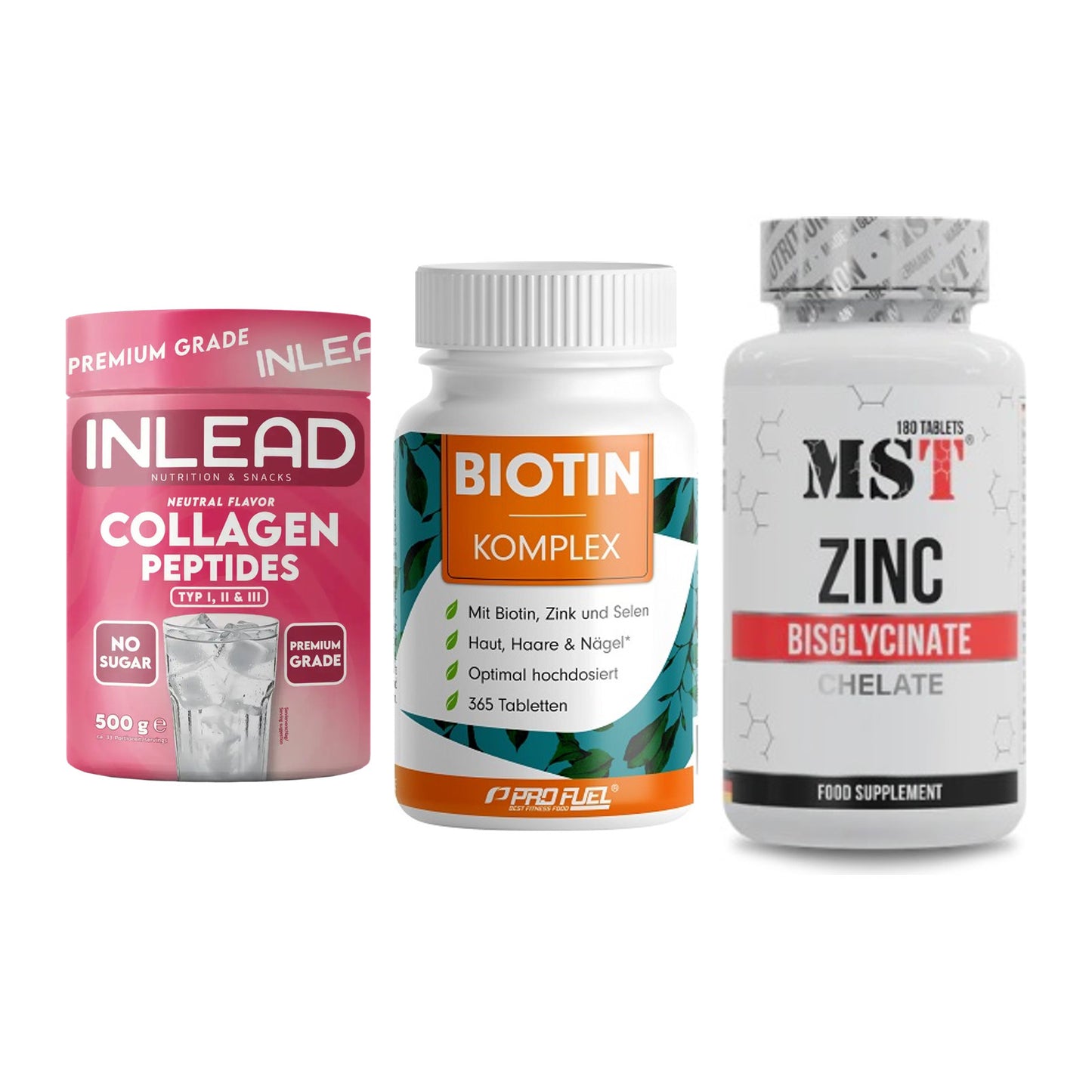 Haut, Haare & Nägel: INLEAD Collage + ProFuel BIOTIN + MST Zinc – alle enthaltenen Artikel
