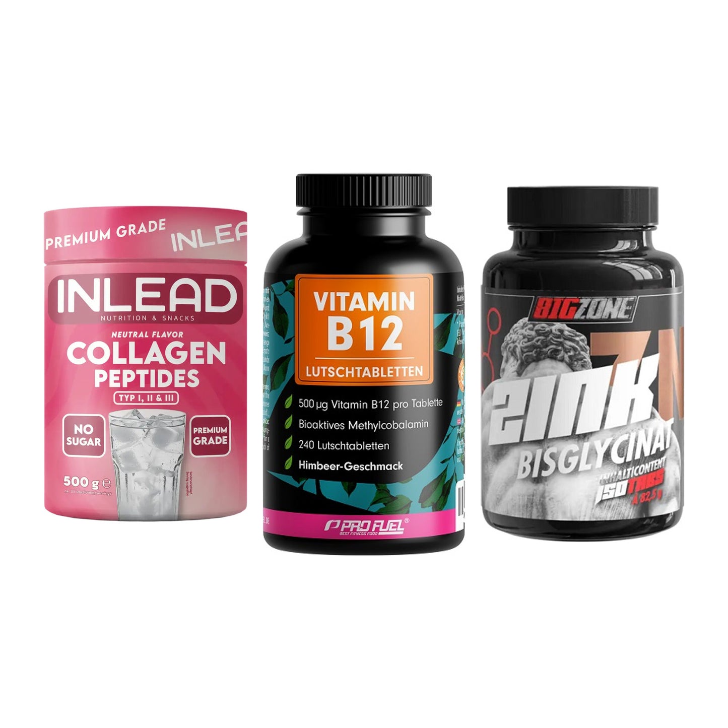 Haut, Haare & Nägel: INLEAD Collage + ProFuel Vitami + Big Zone Zink – alle enthaltenen Artikel