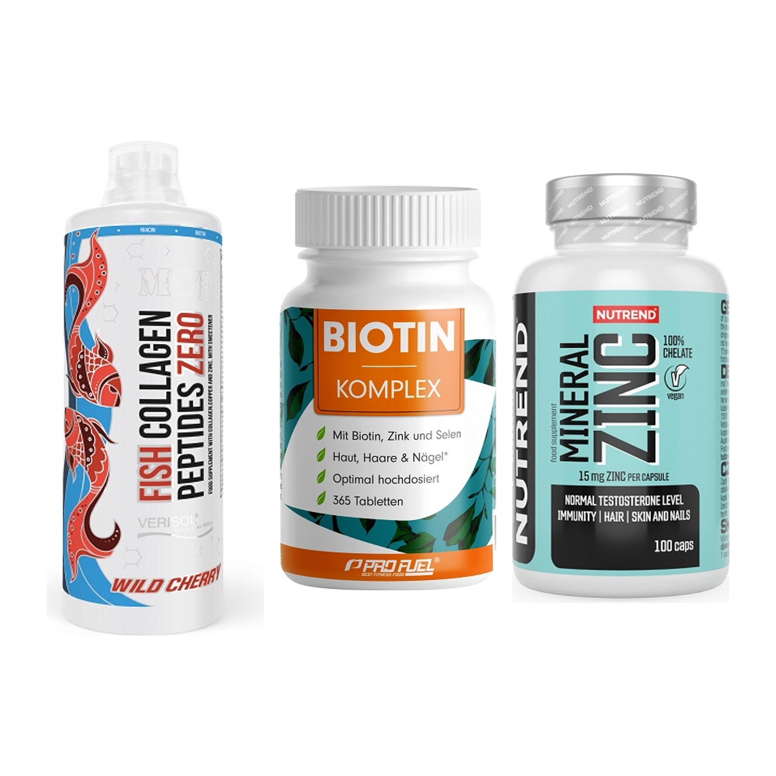 Haut, Haare & Nägel: MST Fish + ProFuel BIOTIN + Nutrend Zinc – alle enthaltenen Artikel