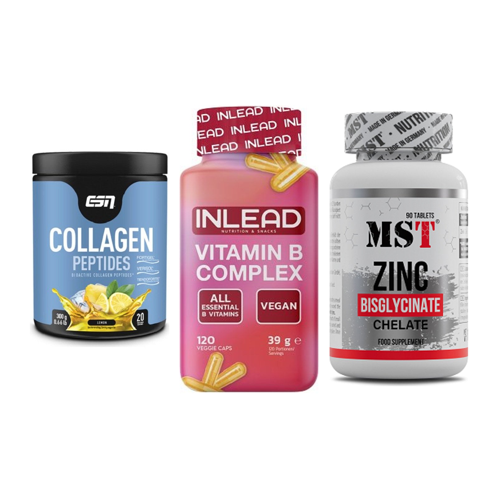 Haut, Haare & Nägel: ESN Collagen + INLEAD Vitamin + MST Zinc – alle enthaltenen Artikel