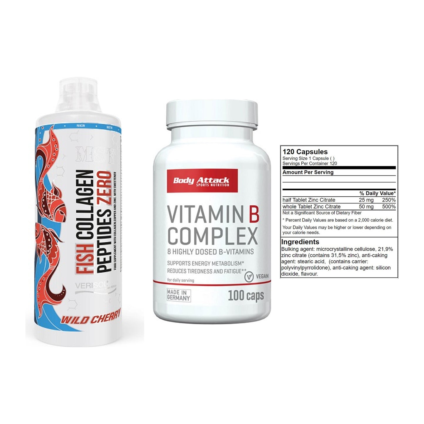 Haut, Haare & Nägel: MST Fish + Body Attack + GN Zinc Citrat – alle enthaltenen Artikel