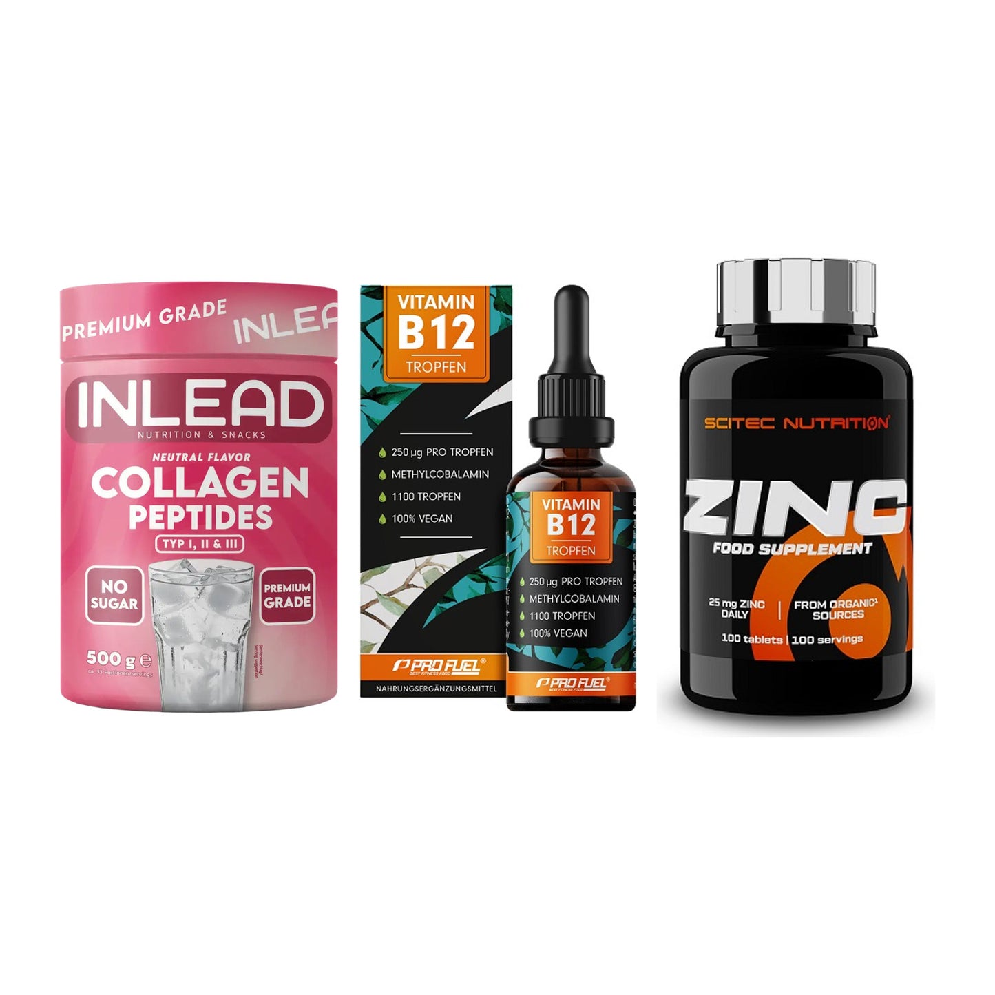 Haut, Haare & Nägel: INLEAD Collage + ProFuel Vitami + Scitec Zinc – alle enthaltenen Artikel