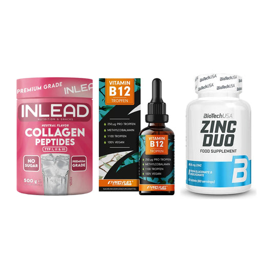 Haut, Haare & Nägel: INLEAD Collage + ProFuel Vitami + BioTech Zinc – alle enthaltenen Artikel
