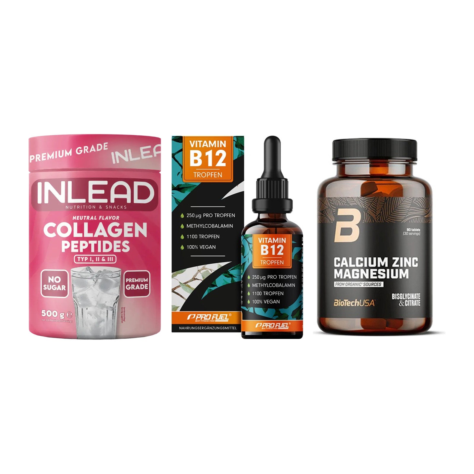 Haut, Haare & Nägel: INLEAD Collage + ProFuel Vitami + BioTech Calciu – alle enthaltenen Artikel