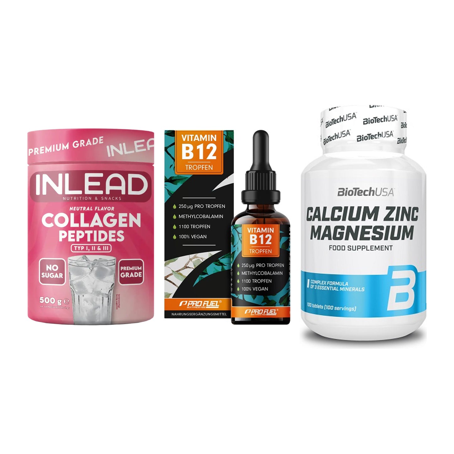 Haut, Haare & Nägel: INLEAD Collage + ProFuel Vitami + BioTech Calciu – alle enthaltenen Artikel