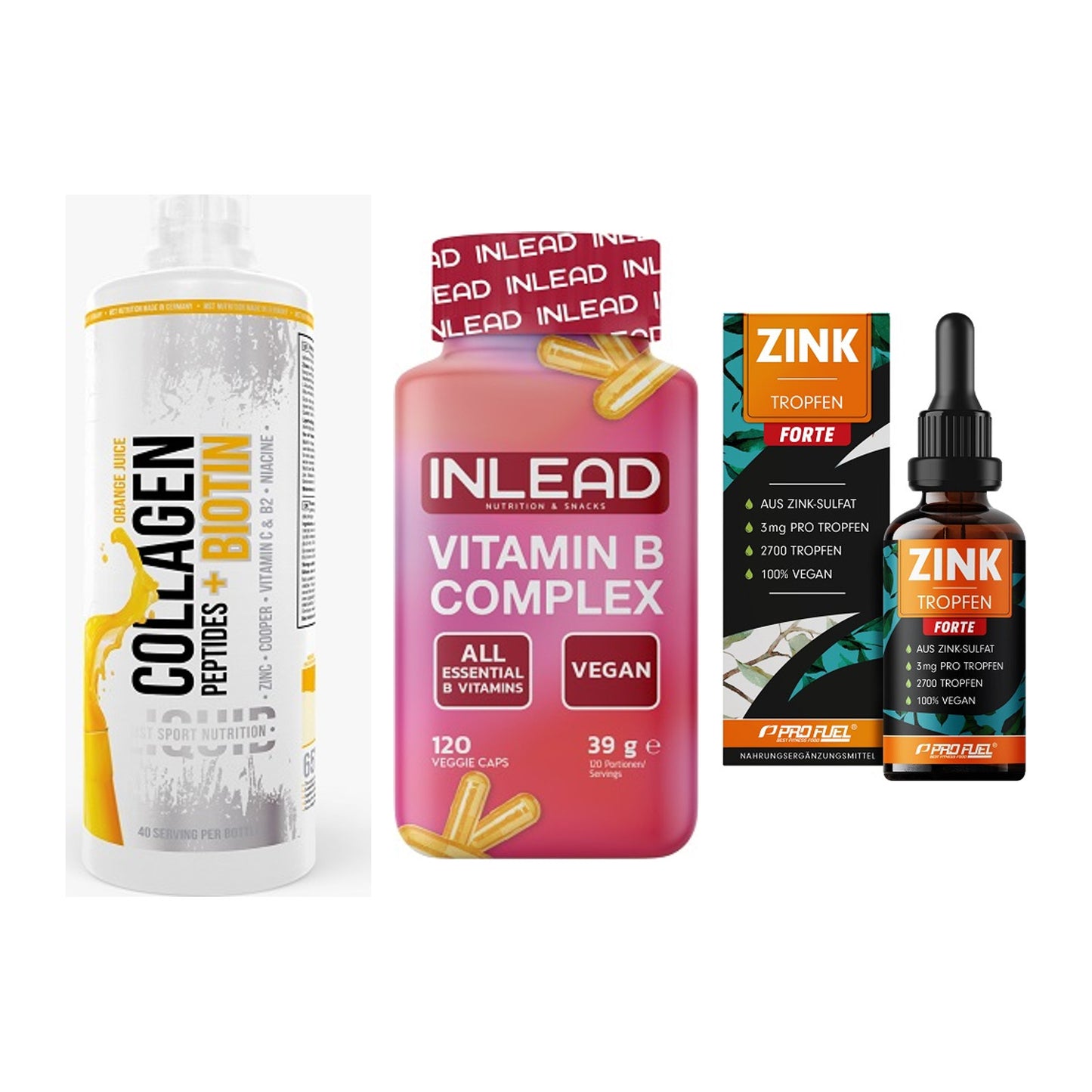 Haut, Haare & Nägel: MST Collagen + INLEAD Vitamin + ProFuel Zink – alle enthaltenen Artikel