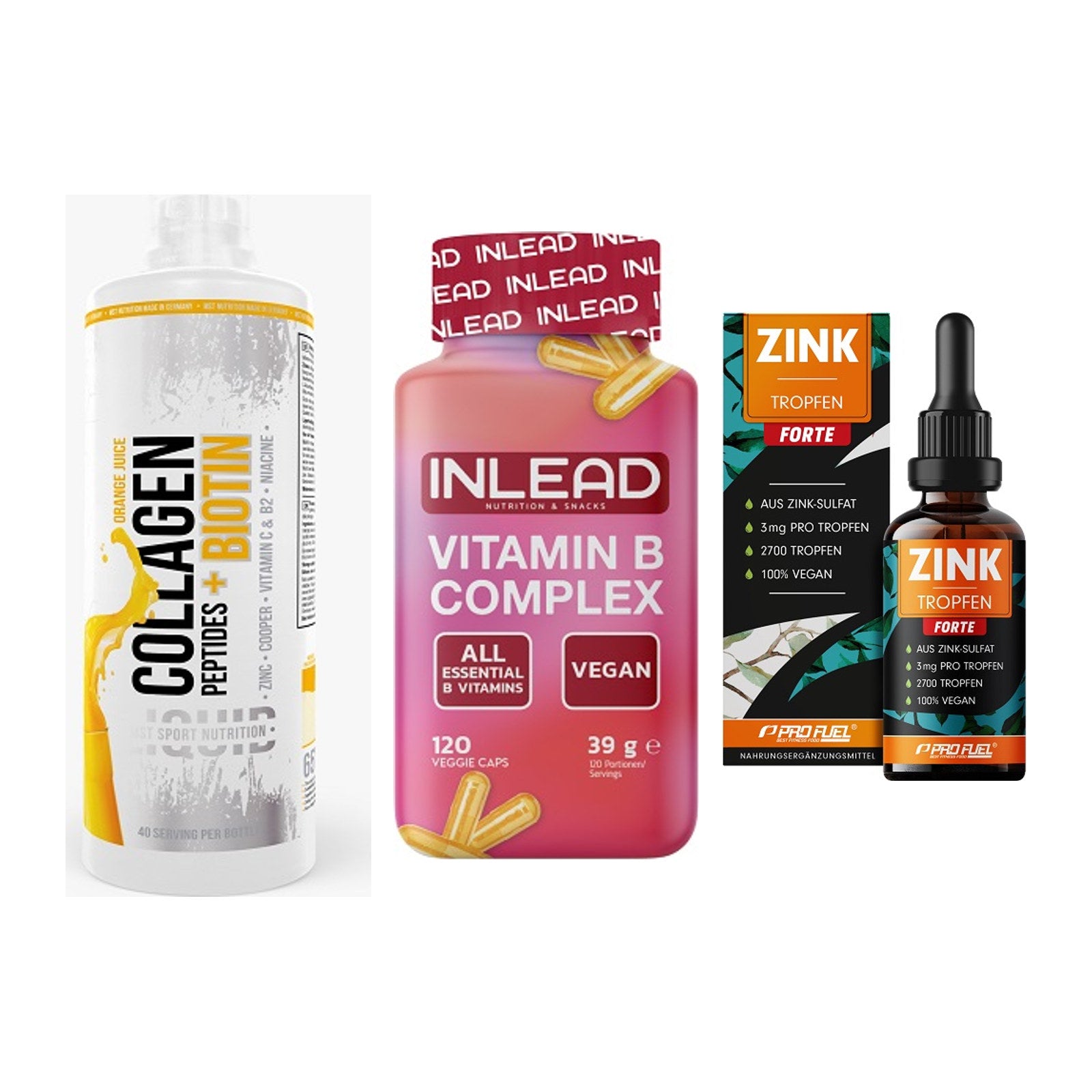 Haut, Haare & Nägel: MST Collagen + INLEAD Vitamin + ProFuel Zink – alle enthaltenen Artikel