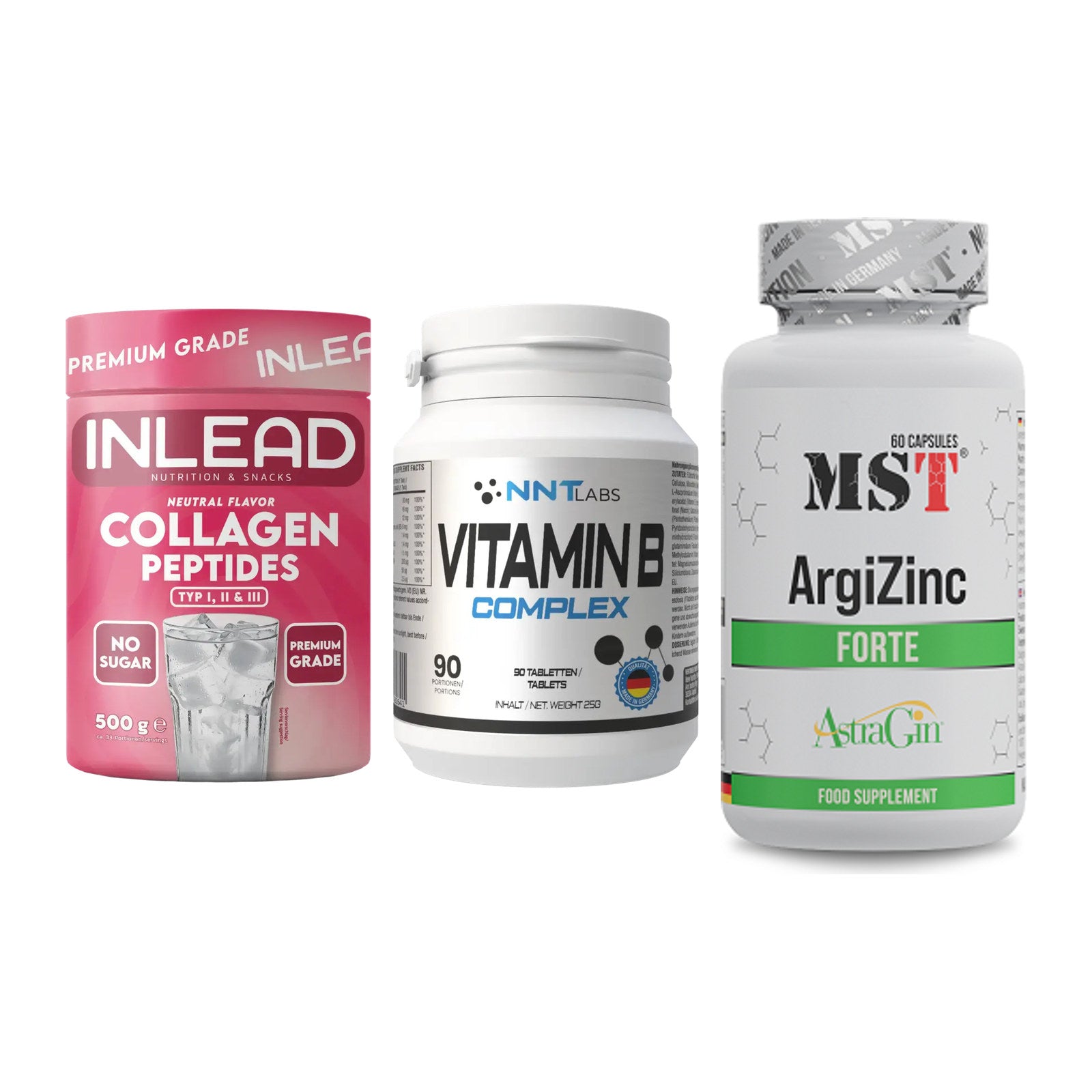 Haut, Haare & Nägel: INLEAD Collage + NNT Vitamin B + MST ArgiZinc – alle enthaltenen Artikel