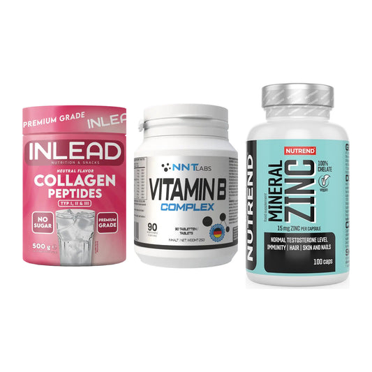 Haut, Haare & Nägel: INLEAD Collage + NNT Vitamin B + Nutrend Zinc – alle enthaltenen Artikel