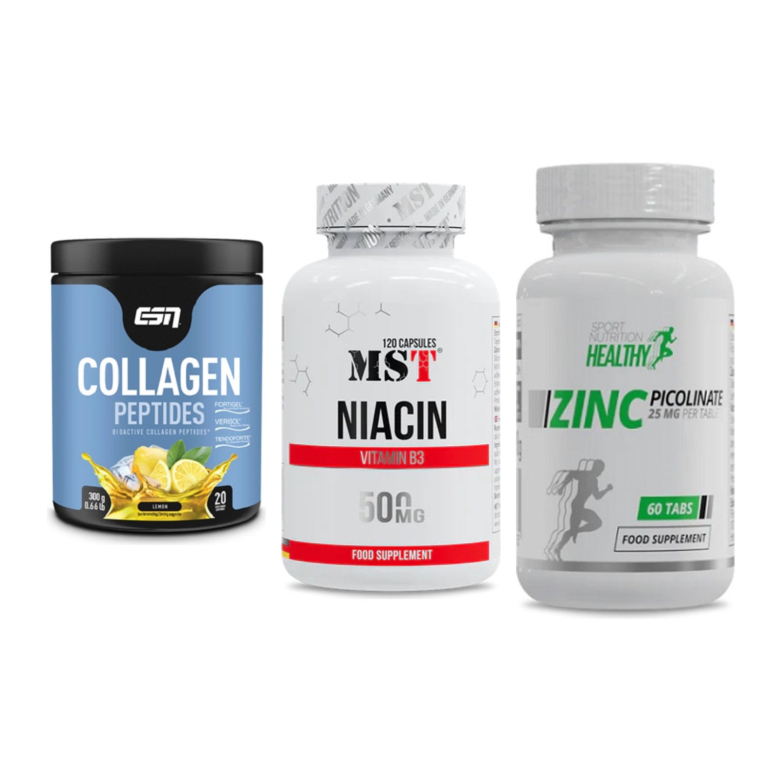 Haut, Haare & Nägel: ESN Collagen + MST Niacin + MST Healthy – alle enthaltenen Artikel
