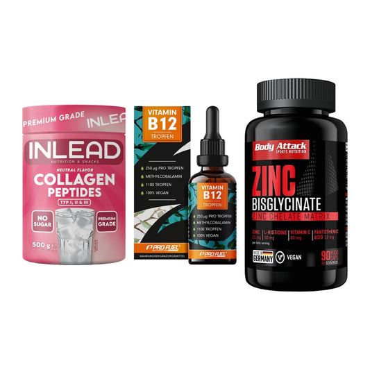 Haut, Haare & Nägel: INLEAD Collage + ProFuel Vitami + Body Attack – alle enthaltenen Artikel