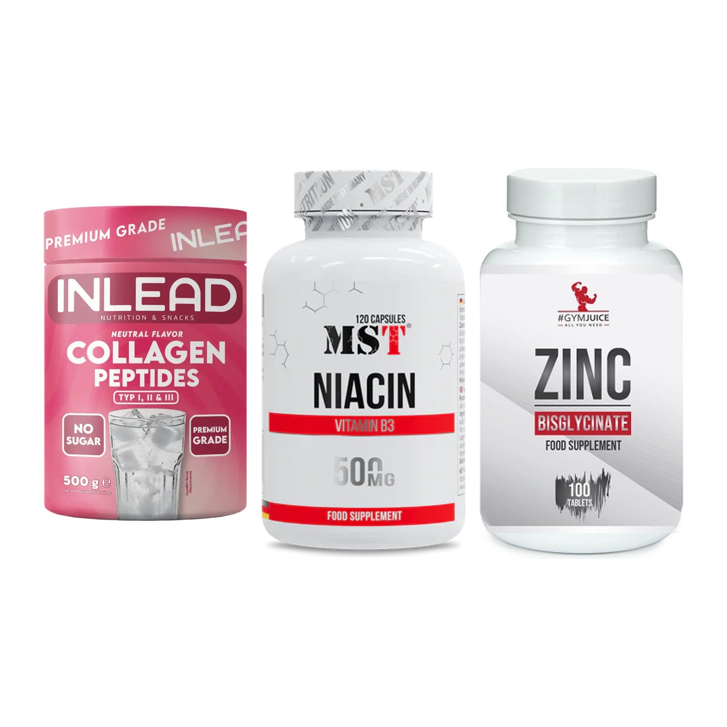 Haut, Haare & Nägel: INLEAD Collage + MST Niacin + #GYMJUICE ZINC – alle enthaltenen Artikel