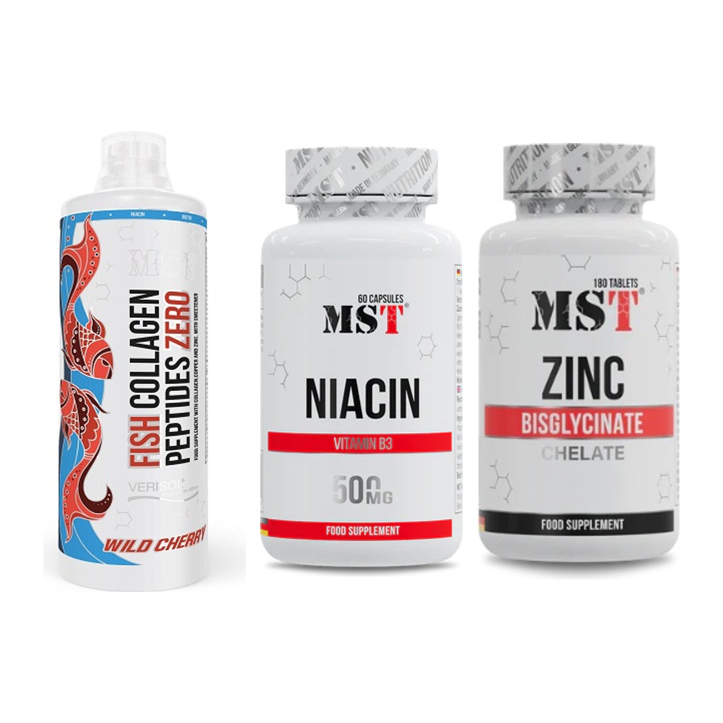 Haut, Haare & Nägel: MST Fish + MST Niacin + MST Zinc – alle enthaltenen Artikel