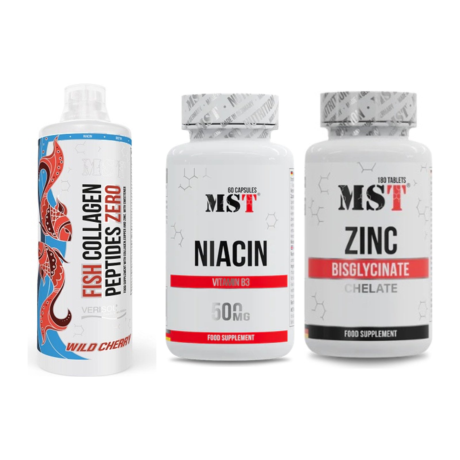 Haut, Haare & Nägel: MST Fish + MST Niacin + MST Zinc – alle enthaltenen Artikel