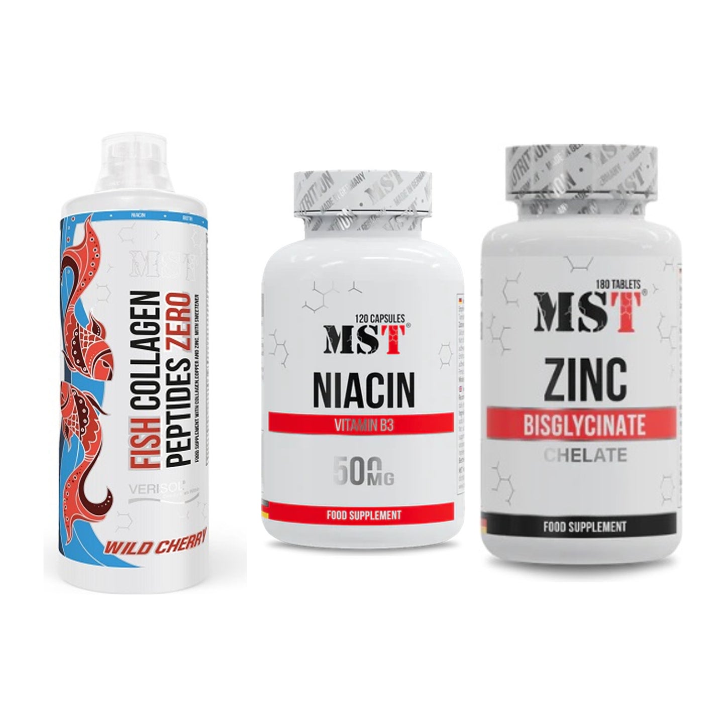 Haut, Haare & Nägel: MST Fish + MST Niacin + MST Zinc – alle enthaltenen Artikel