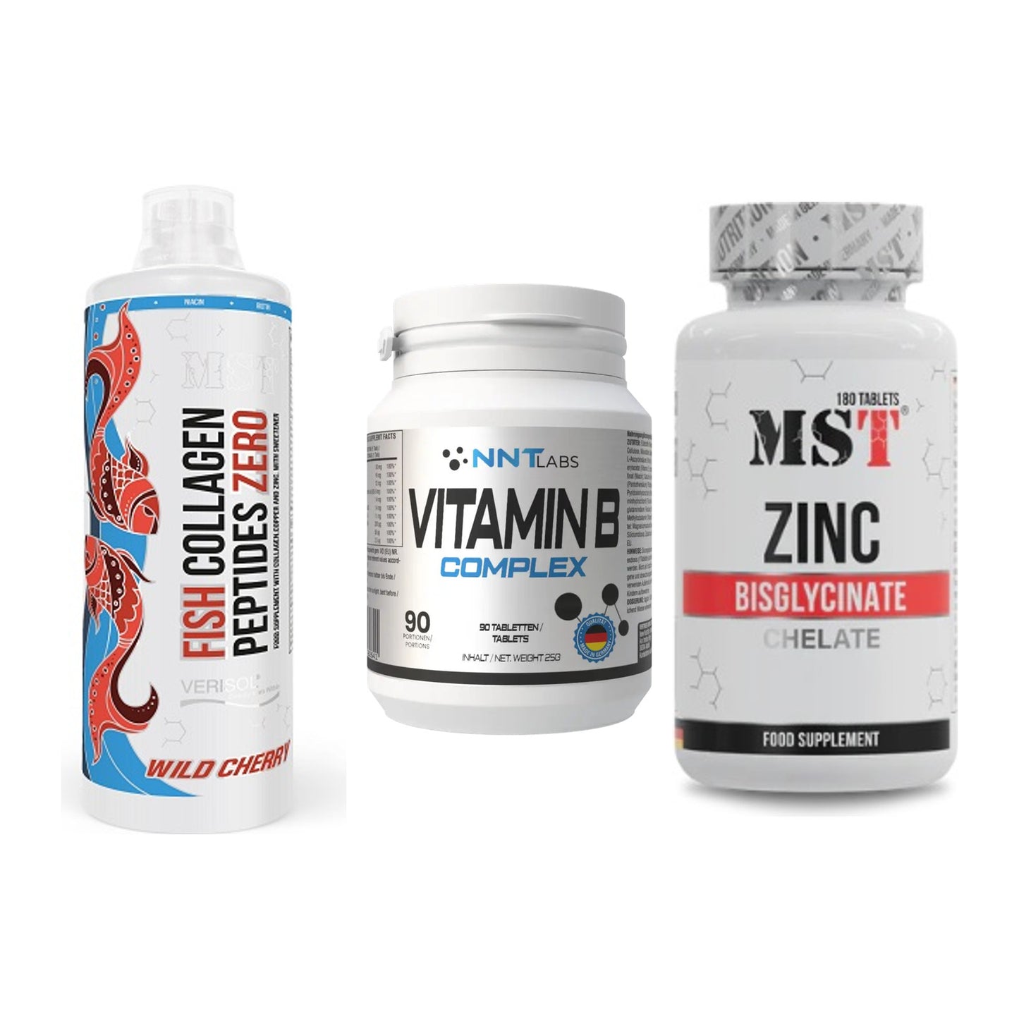 Haut, Haare & Nägel: MST Fish + NNT Vitamin B + MST Zinc – alle enthaltenen Artikel