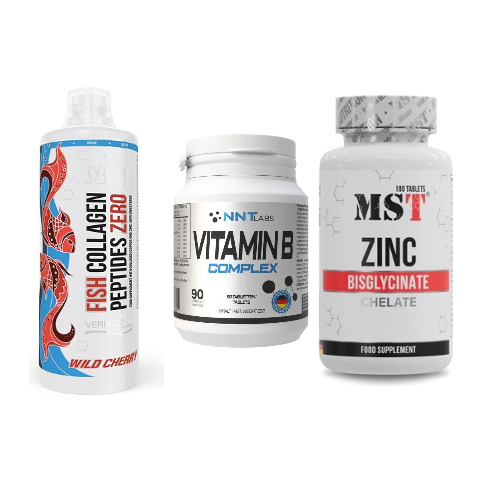 Haut, Haare & Nägel: MST Fish + NNT Vitamin B + MST Zinc – alle enthaltenen Artikel