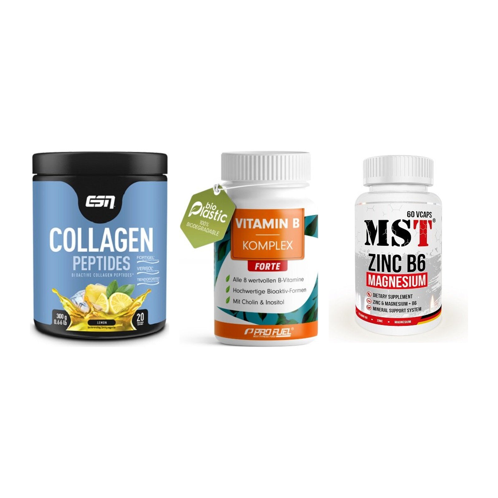 Haut, Haare & Nägel: ESN Collagen + ProFuel Vitami + MST Zinc – alle enthaltenen Artikel
