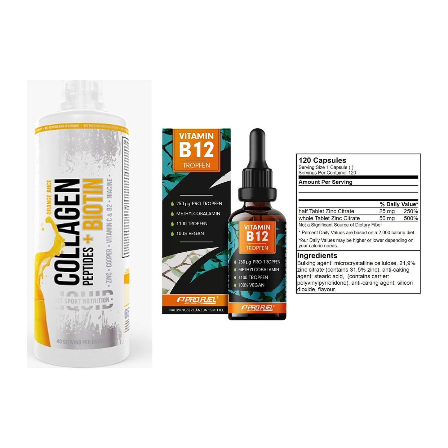 Haut, Haare & Nägel: MST Collagen + ProFuel Vitami + GN Zinc Citrat – alle enthaltenen Artikel