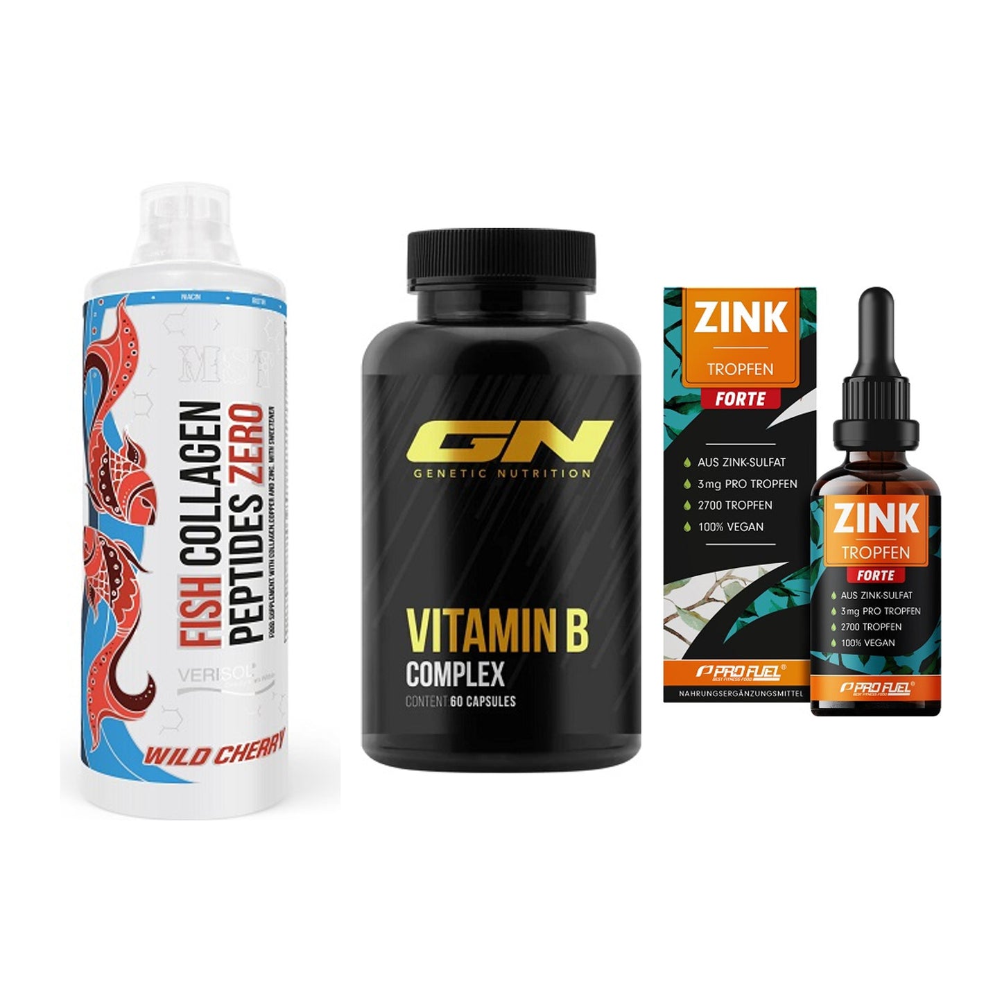 Haut, Haare & Nägel: MST Fish + GN Vitamin + ProFuel Zink – alle enthaltenen Artikel