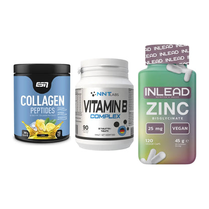 Haut, Haare & Nägel: ESN Collagen + NNT Vitamin B + INLEAD Zink – alle enthaltenen Artikel