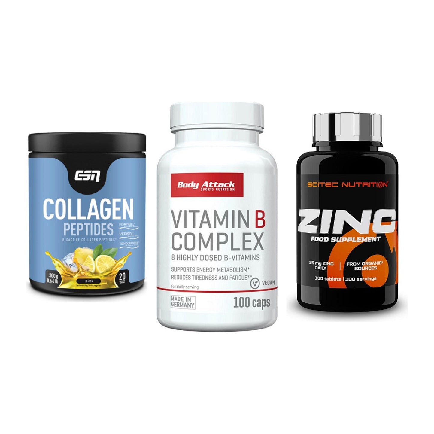 Haut, Haare & Nägel: ESN Collagen + Body Attack + Scitec Zinc – alle enthaltenen Artikel