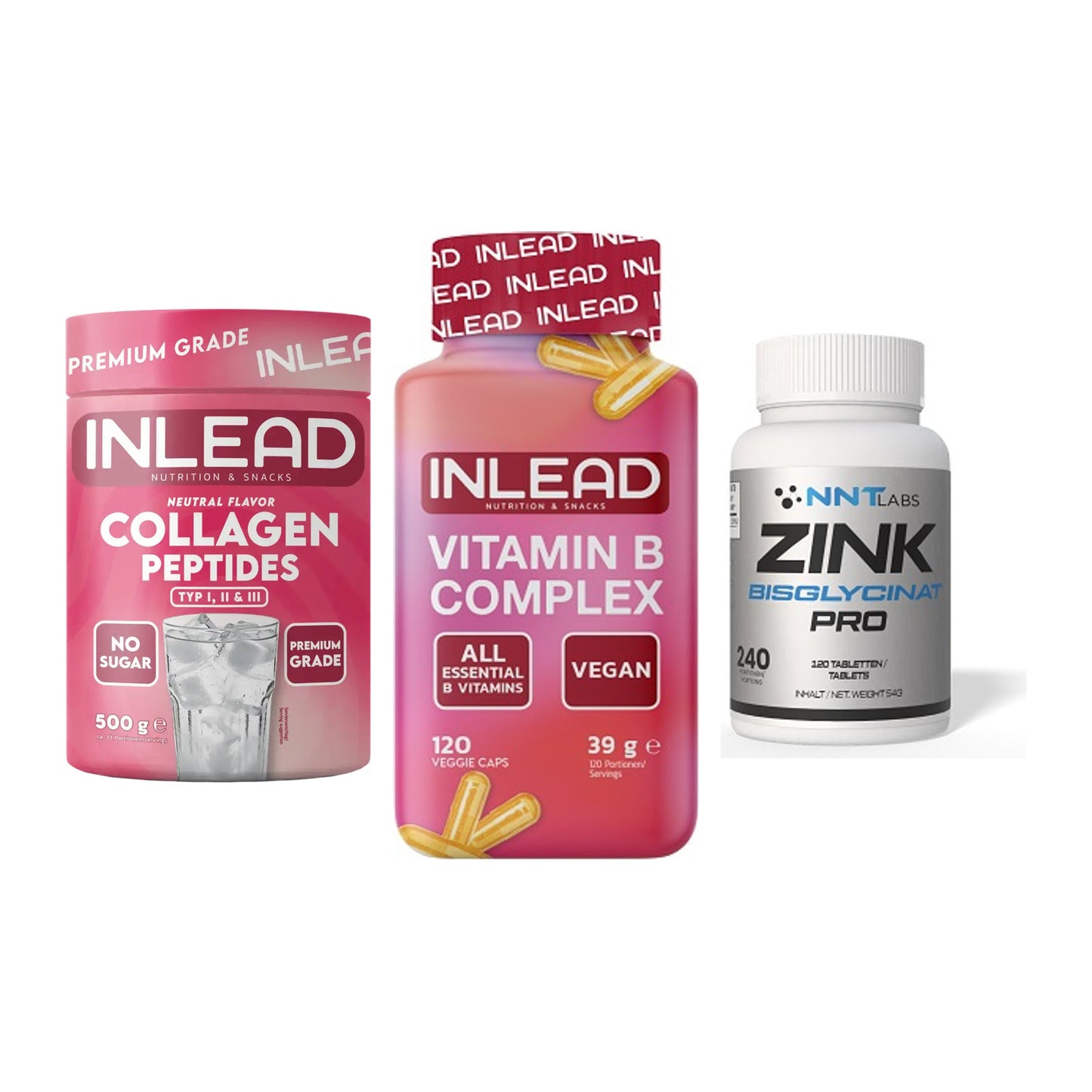 Haut, Haare & Nägel: INLEAD Collage + INLEAD Vitamin + NNT Zink 50mg – alle enthaltenen Artikel