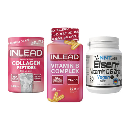 Haut, Haare & Nägel: INLEAD Collage + INLEAD Vitamin + NNT Eisen – alle enthaltenen Artikel