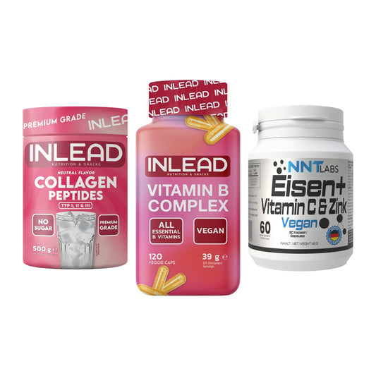 Haut, Haare & Nägel: INLEAD Collage + INLEAD Vitamin + NNT Eisen – alle enthaltenen Artikel