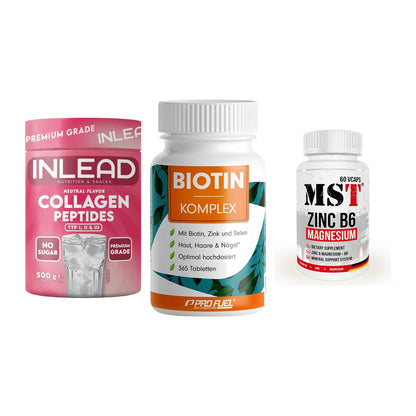 Haut, Haare & Nägel: INLEAD Collage + ProFuel BIOTIN + MST Zinc – alle enthaltenen Artikel